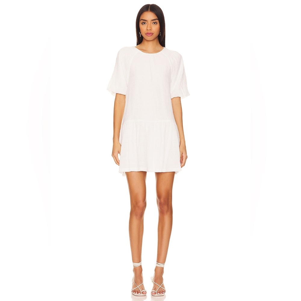 Steve Madden white waffle fabric midi drop waist dress